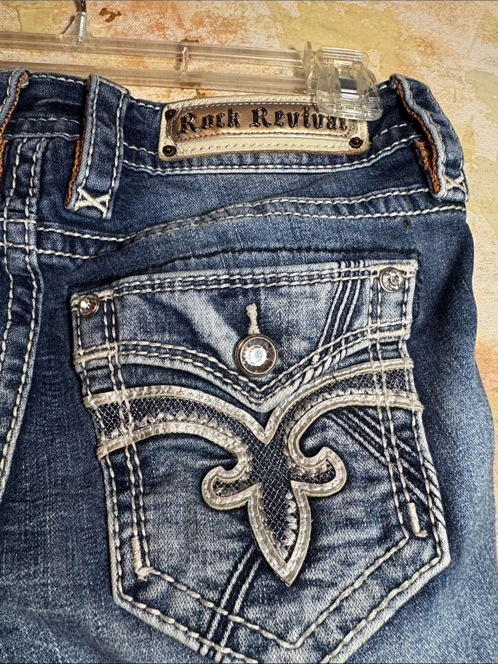 Rock Revival Hadley Womens Blue Embroidered Pocket Ankle Skinny Jeans size 26 - Picture 6 of 13